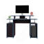Bureau de jeu, 1 porte, 6 tablettes, wengé noir / bord bleu