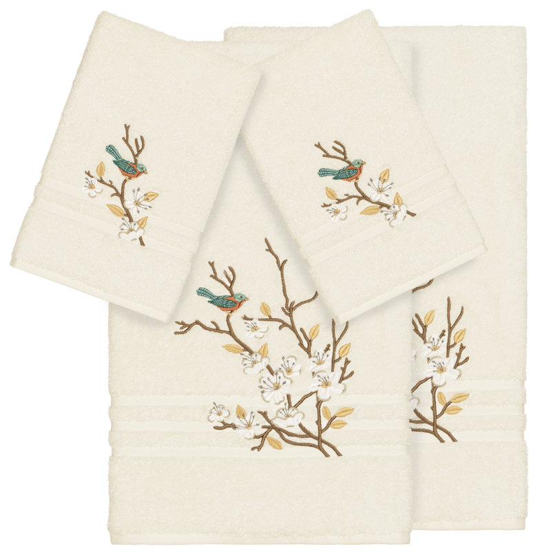 Ensemble de serviettes en coton turc 4 pièces Spring Time, Crème
