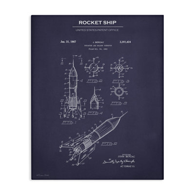 «Rocket Ship Blueprint Canvas» par Susan Ball