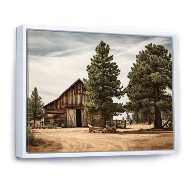 Pin, charme rustique sur bois de pin, H 16 po x l 32 po x P 1 po, Cadre flottant blanc