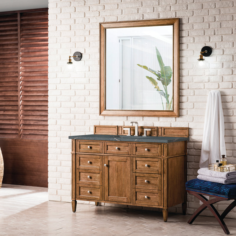 Brittany 48'' W Single Vanity, Saddle Brown, Parisien Bleu, 8" Widespread
