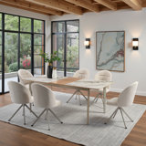 Arguello Contemporary 7-Piece Dining Set With Wood And Sintered Stone Table Top, And Upholstered Armchairs