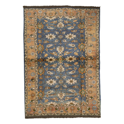 Hand-Knotted High-Quality Light Brown/Blue Area Rug
