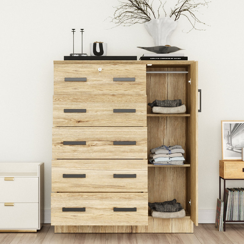 Wilton Closet/Chest Combination with Deep Drawers, 56" Tall (New Improved), Beech