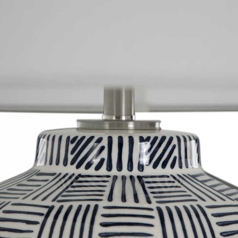 Liora Table Lamp, Blue Patterned Glaze