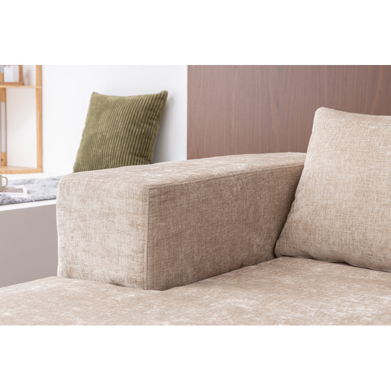 Lavia Upholstered L-Shaped Sectional, Left Hand Facing, Beige Chenille