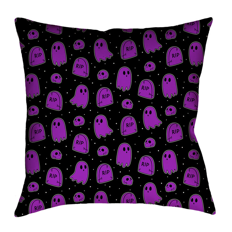 Coussin Katelyn Elizabeth, 14 po x 14 po, Noir / mauve, Sergé de coton