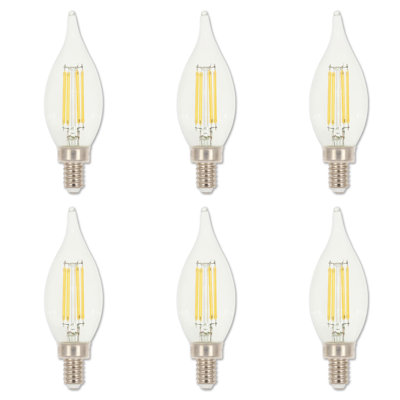 Westinghouse Lighting 4.5 Watt (60 Watt Equivalent) Clear CA11 Dimmable Filament LED Light Bulb, Candelabra Base, 6 Pack