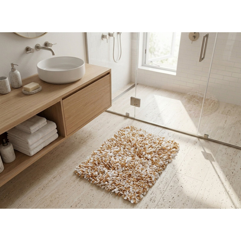Tapis pour salle de bain 100% coton Otavio, Beige