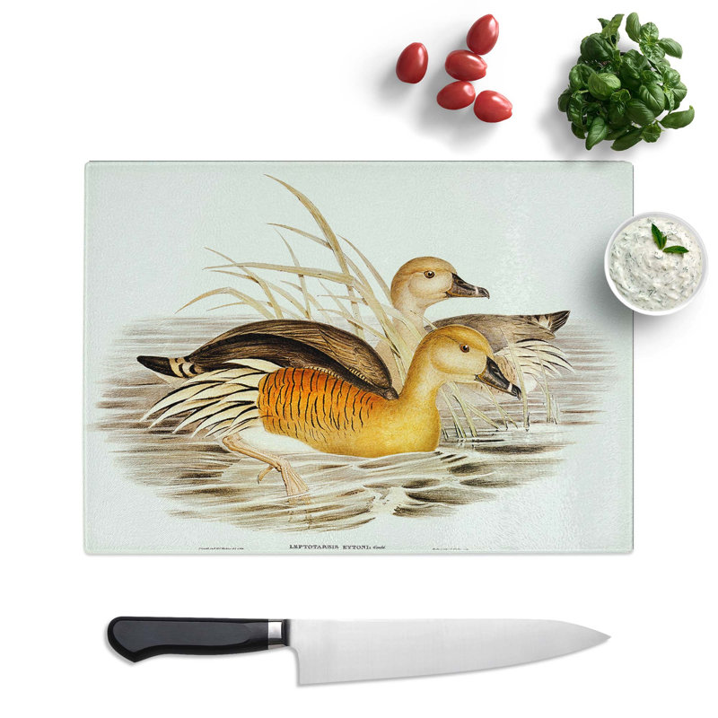 Tempered Glass Eyton's Duck by Elizabeth Gould Chopping Board, 28.5 cm x 20 cm