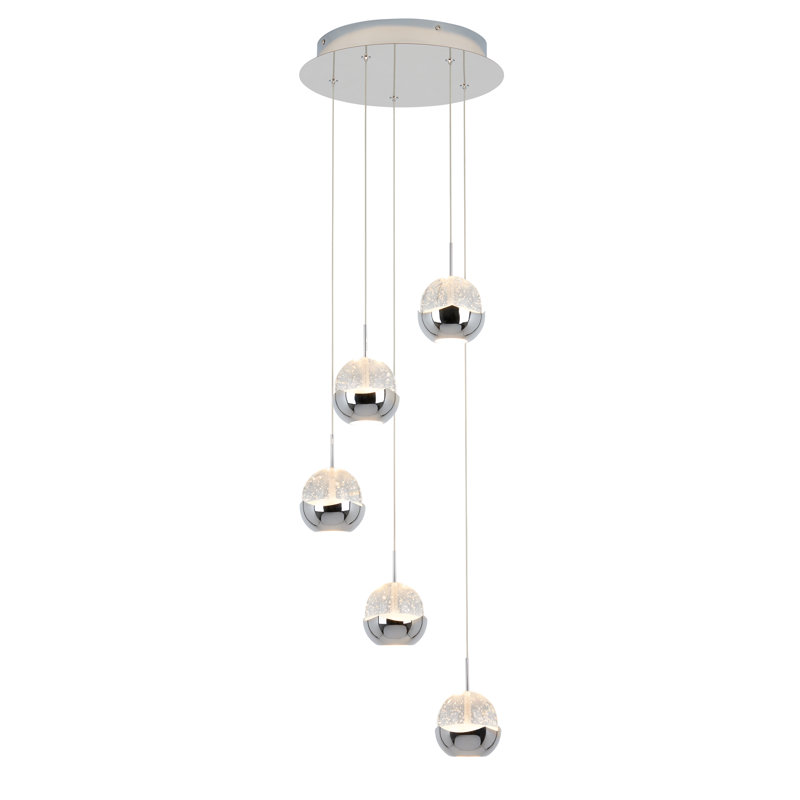 Moorcroft 5 - Light Chrome LED Cluster Pendant