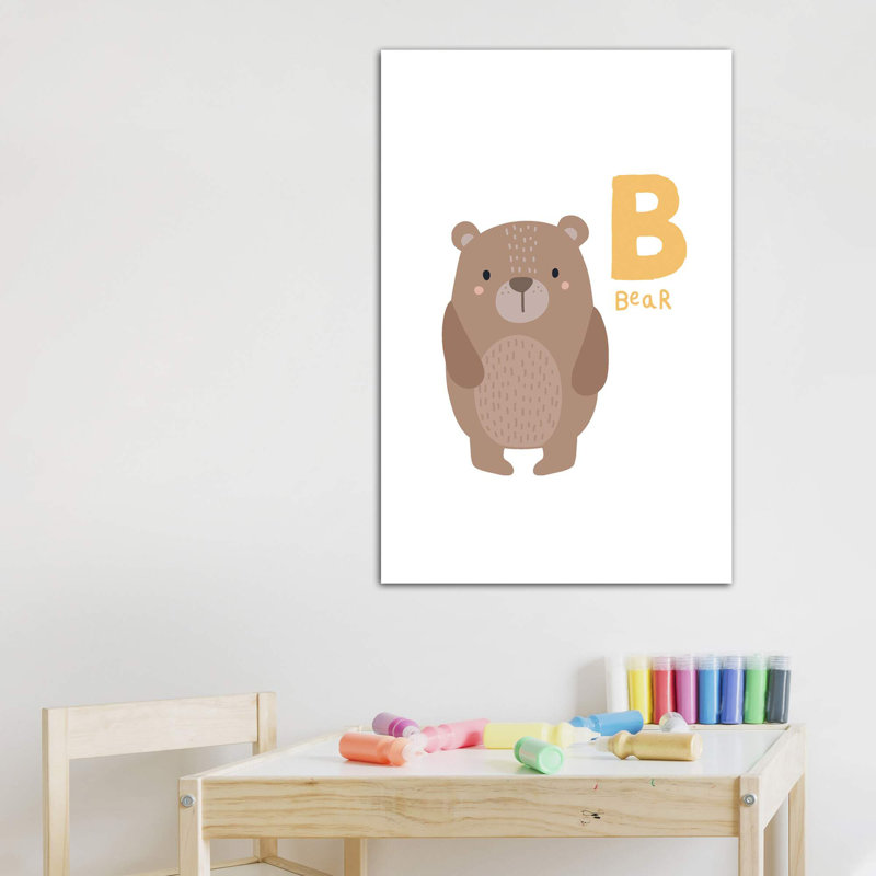 Animal Alphabet B - impression d'art graphique, H 40 po x l 26 po x P 1,5 po, Toile tendue, Pas de tapis