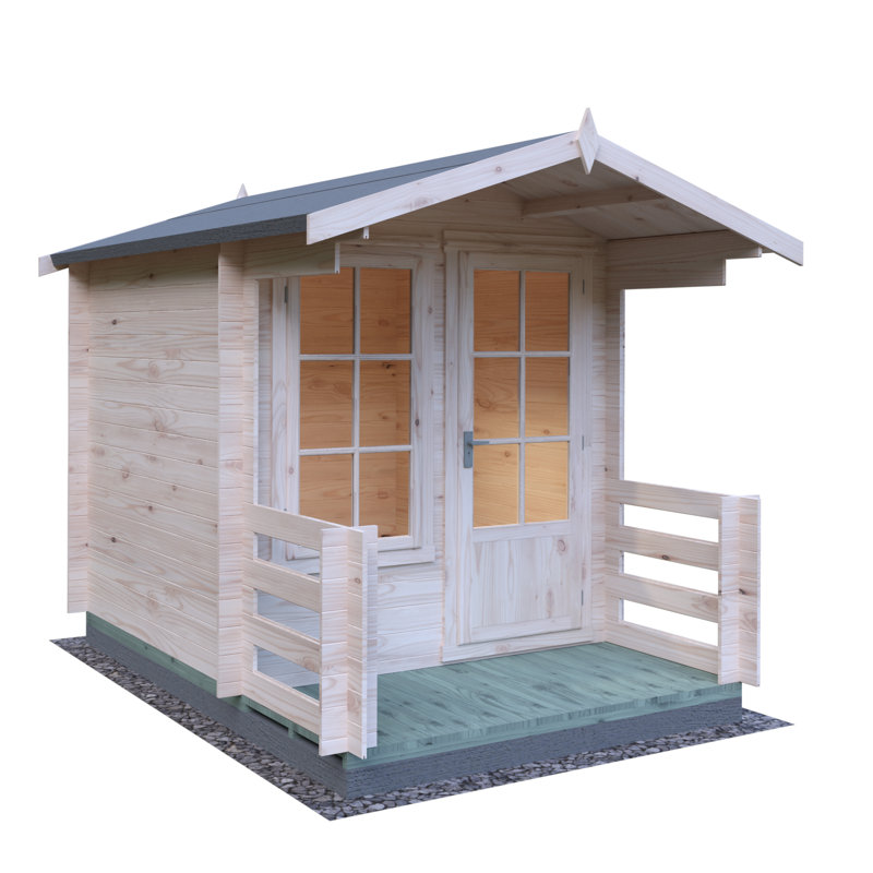 Maulden 7 x 7 Ft 19mm Log Cabin with Veranda, Yes