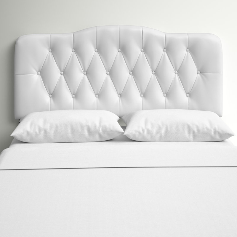Annabel White Faux Leather Queen Tufted Headboard