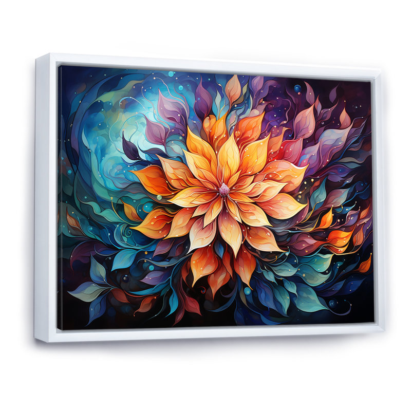 «Meditation Mindfulness Mandala I», reproduction d'art sur toile encadrée, 16" H x 32" W, Cadre flottant blanc