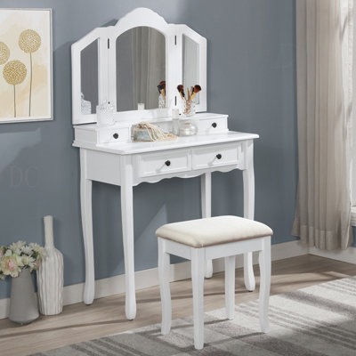 Ensemble coiffeuse et tabouret en bois Sanlo