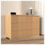 Commode de rangement à six tiroirs en bois naturel avec tiroirs ondulés et intérieur spacieux