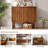Vintage 3-Door Storage Cabinet With Adjustable Shelves, Slatted Doors, And Walnut Finish