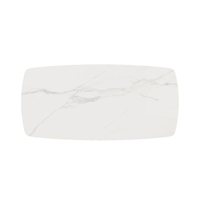 Rectangular Sintered Stone Table Top, Match With Various Table Legs, 86.6" Glossy White