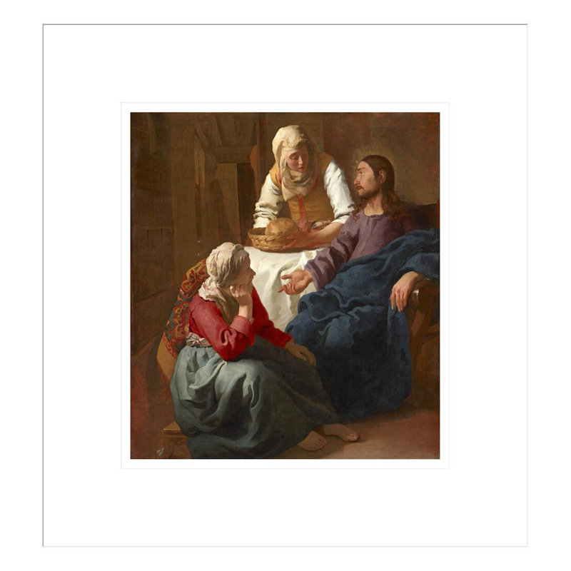 «Christ in the House of Martha and Mary» par Johannes Vermeer, impression giclée encadrée, H 14,72 po x l 13,75 po