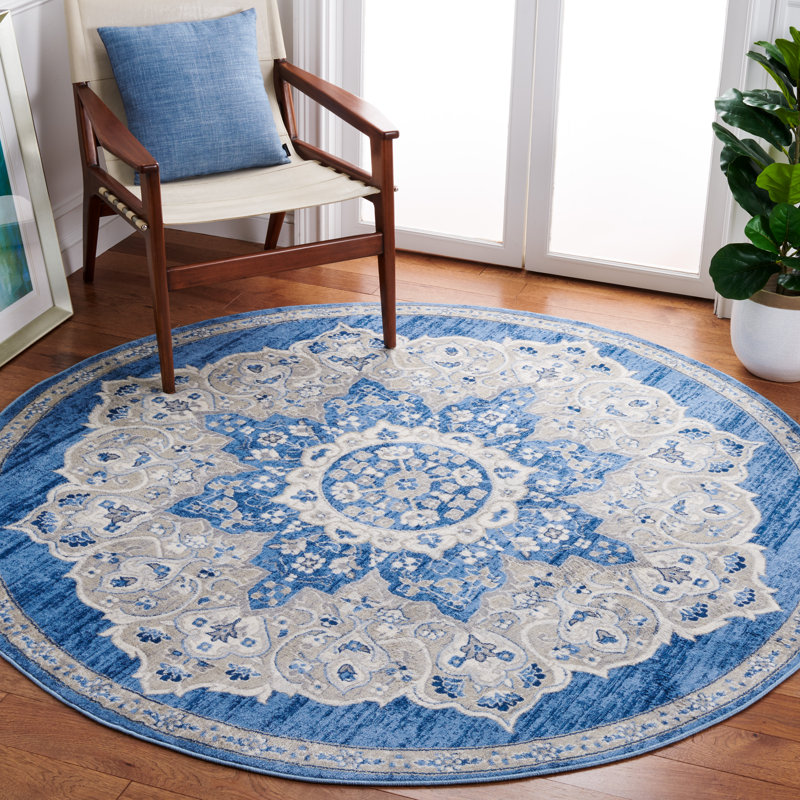 Arvillia 802 Area Rug In Blue / Grey, Round 6'7"