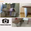 Bureau en bois manufacturé en L brun noisette + beige avec bureau à 3 tiroirs-118734274-118734276