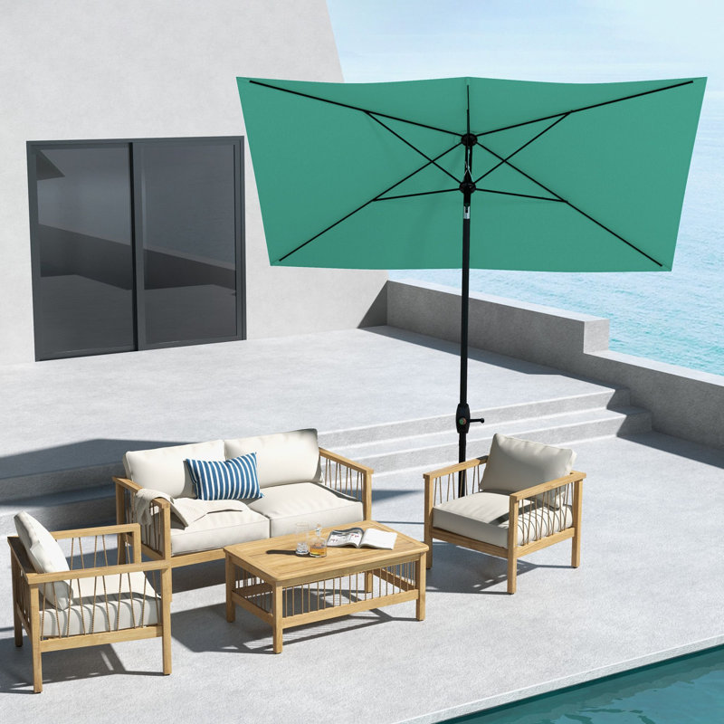 Parasol de marché rectangulaire en aluminium / acier / polyester 6 pièces 6,6 x 10 pi, Blue