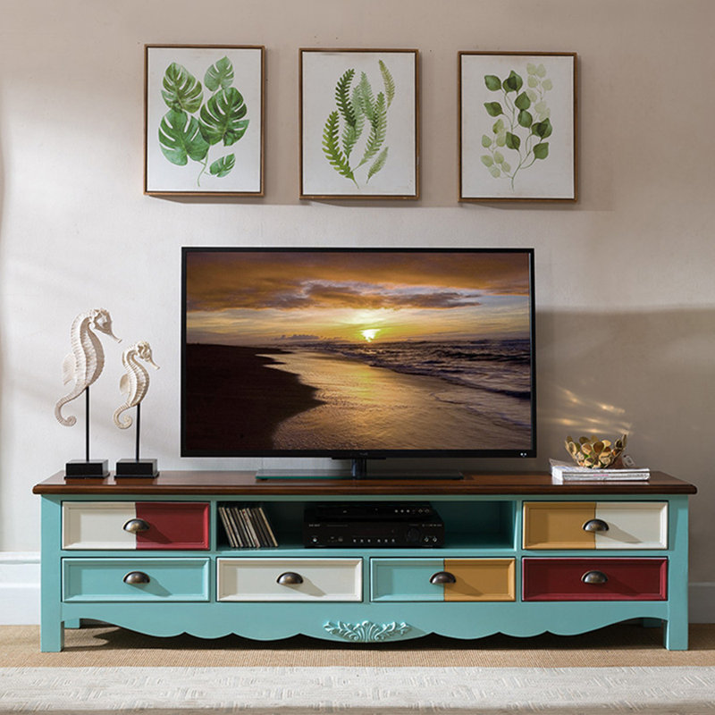Meuble télé en laque américaine de style rétro coloré