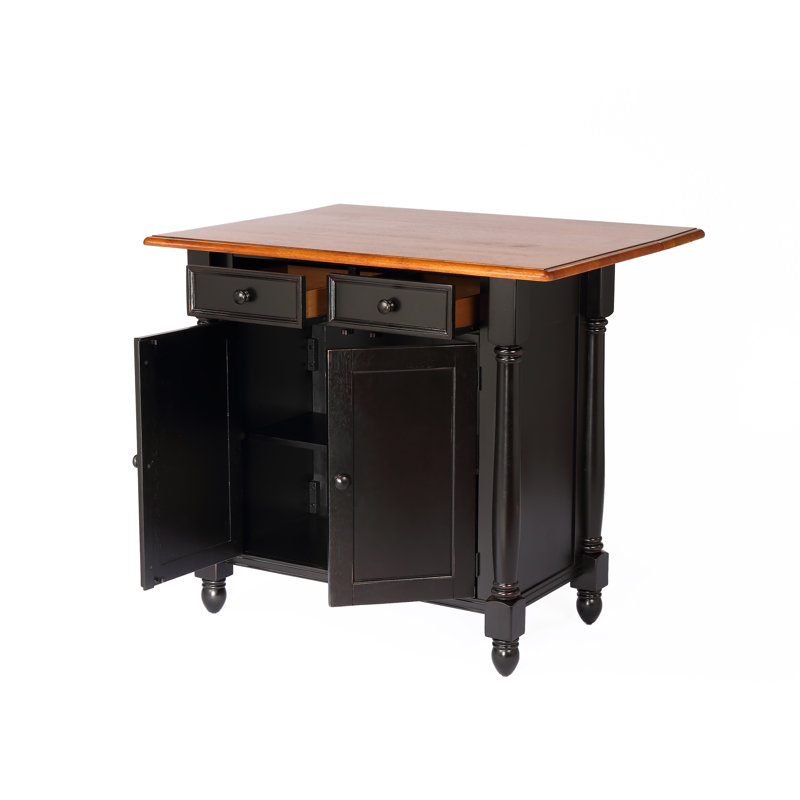 Chariot de cuisine Azizi, Noir antique / cerisier