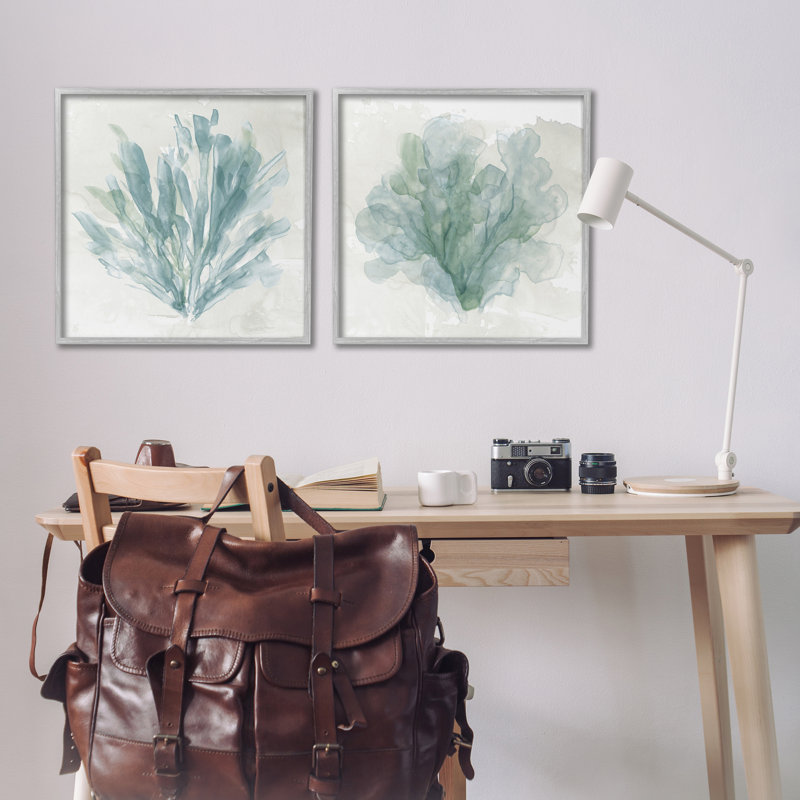 «Mottled Coral Abstracts», ensemble de 2 impressions encadrées, par Carol Robinson, H 24 po x l 48 po
