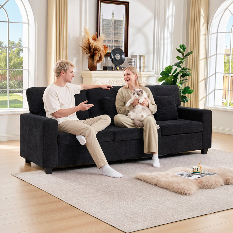 Canapé en chenille 94,49 "Comfy Cloud Couch, Noir