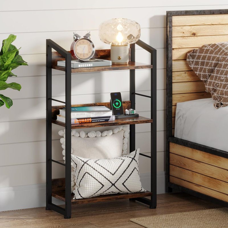 3 Tier Bookshelf, Rustic Brown/Black