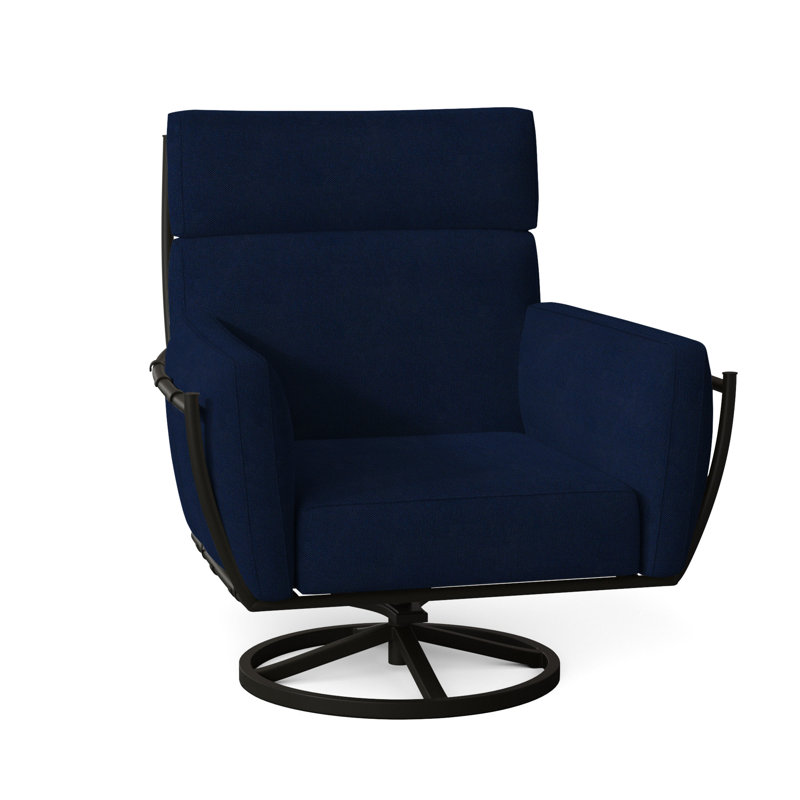 Chaise berçante pivotante en aluminium Majorca, Velours indigo, Welt