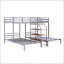 Lit superposé simple au-dessus de simple et triple en métal avec tablettes de rangement et escalier, argent, peu encombrant et durable