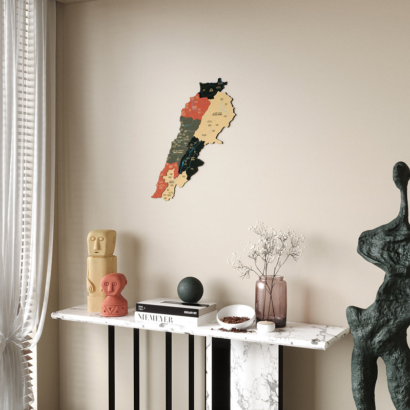 Carte murale libanaise en bois, drapeau multicouche 3D, art mural, 20,5 po x 25,6 po, Sauge