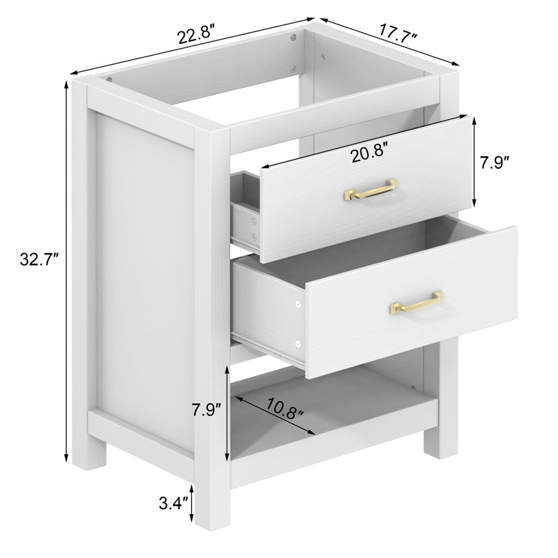 24'' Single Bathroom Vanity Base Only, White