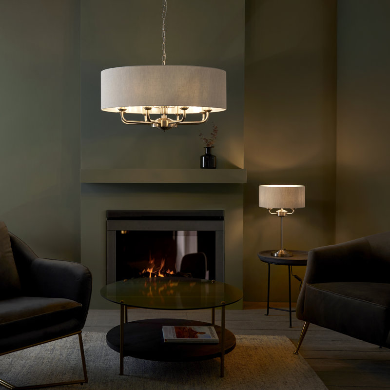 Landover 8 Light Chandelier, Natural, Brushed Chrome 