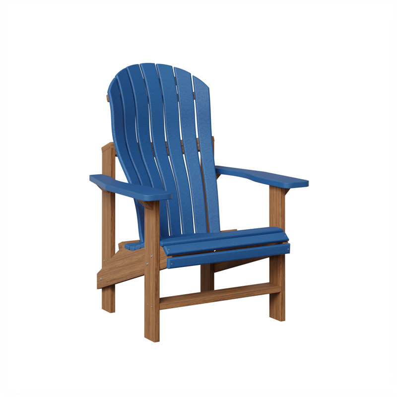 Berlin Gardens Contour Upright Adirondack Chair, Pacific Blue with Antique Mahogany
