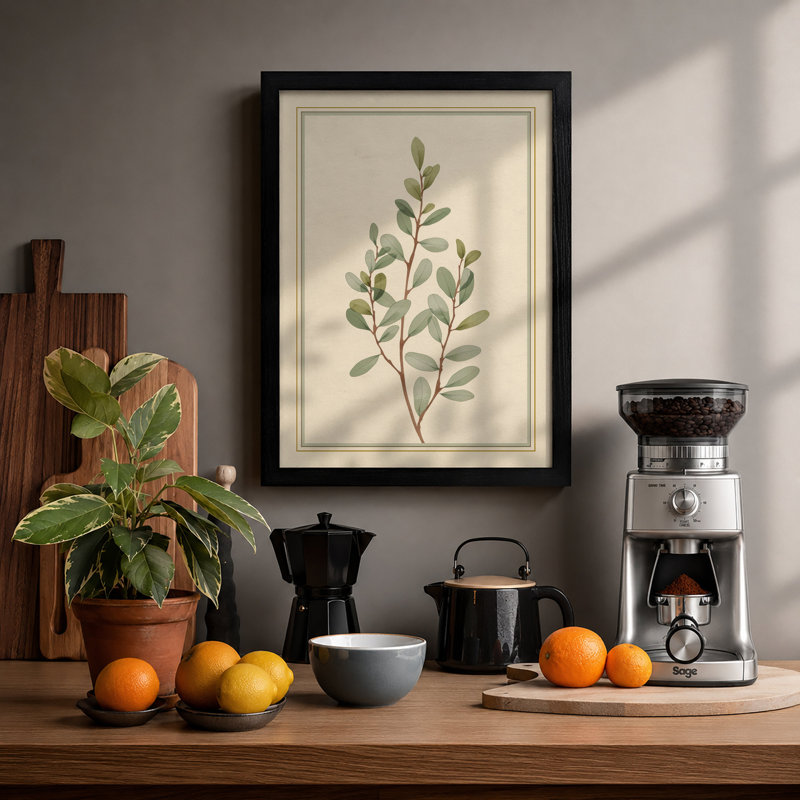 Study Botanical - Framed Print, A4 - 29.7 x 21.0 cm, Black
