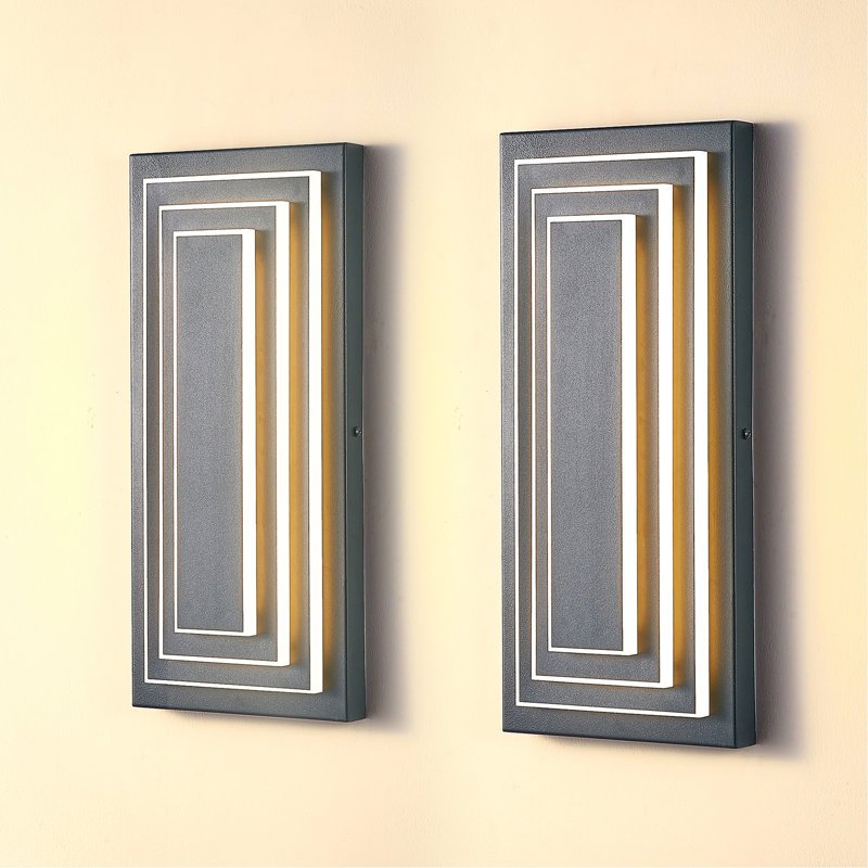 Éclairage de garage d'extérieur à 3 niveaux avec applique murale d'extérieur 15,7 po noire (3 pièces)