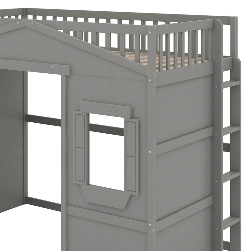 Lit mezzanine simple avec échelle, Gris