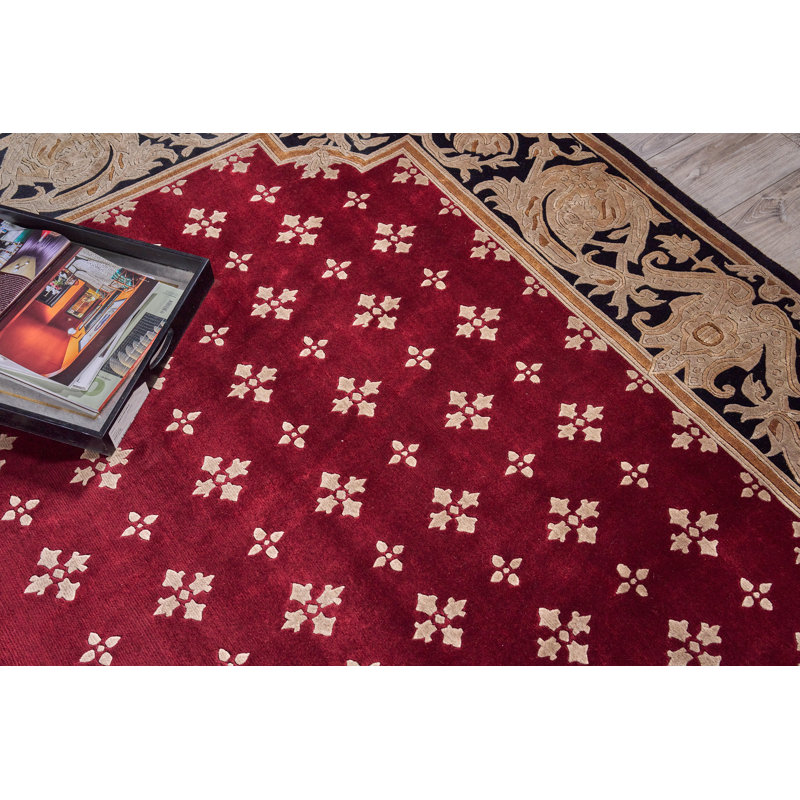 Hand-Knotted Red Wool 9'1" x 10' Area Rug