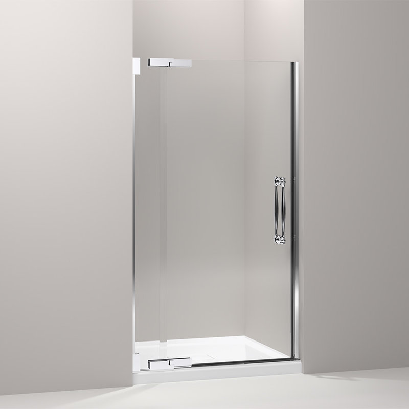 Finial 41.75" x 72.25" Pivot Shower Door, Argent poli brillant
