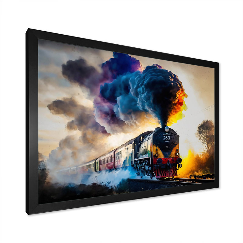Train On The Move I - Train, art mural, Cadre simple noir, L 20 po x H 12 po x P 1 po