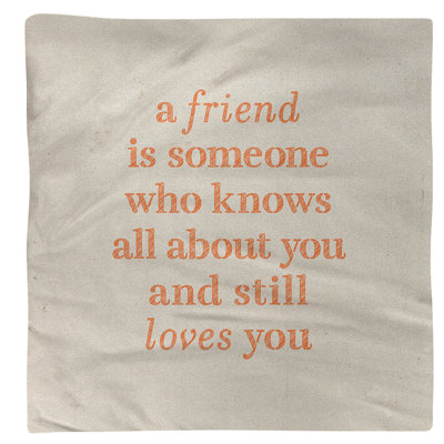 Serviette et citation manuscrite «Love and Friendship»