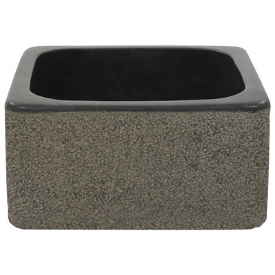 Lavabo vasque de salle de bain noir en pierre naturelle 11,8 x 11,8 x 5,9 po Design unique