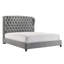 Grand lit Kevin, capitonné, tissu d'ameublement gris, profil bas-93513346