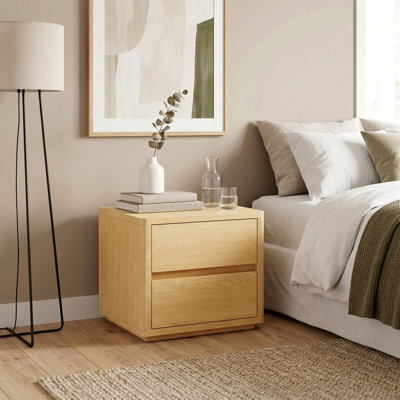 21.7''W*15.6''D*18.3''H Minimalist Light Wood Modern 2-Drawer Nightstand with Smooth-Gliding Drawer Rails, Side Table With Ample Storage, End Table For Bedroom, Living Room