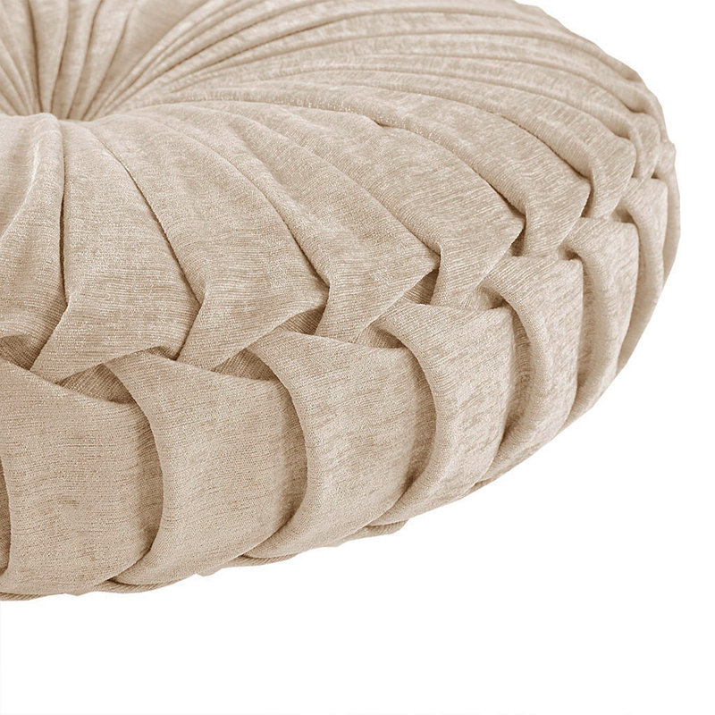 Coussin de sol rond en poly chenille, Ivoire ivoire