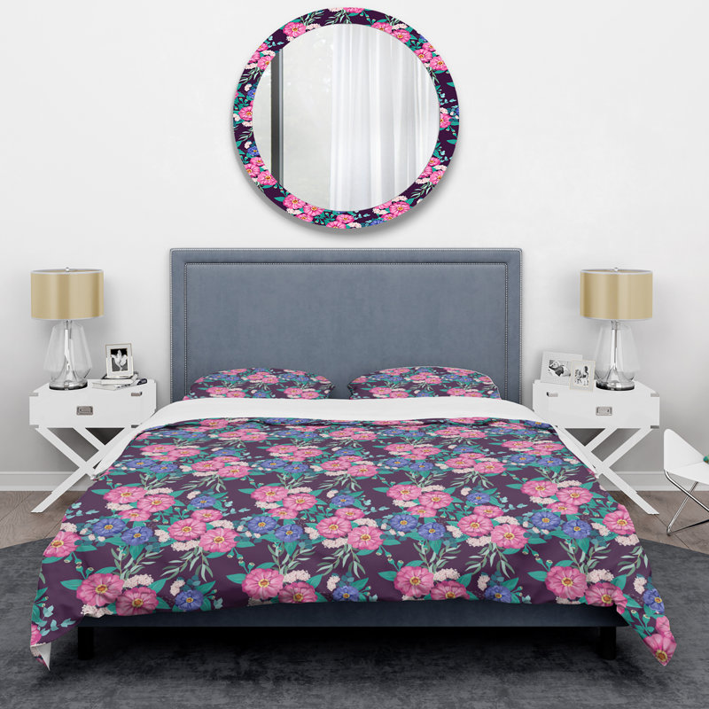 Garden Flowers of Zinnia - Ensemble de housse de couette floral - Microfibre de polyester
